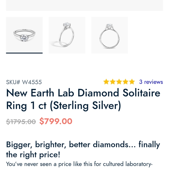 Staur 3.5ct Earth Grown Lab Diamond Heart Engagement Ring - Picture 8 of 9